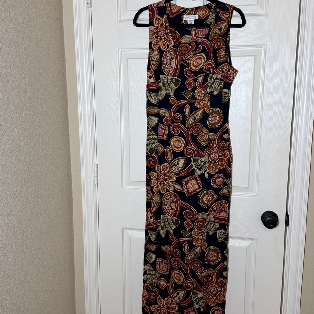 Vintage Express Tribal/African Print Maxi Wrap Style Dress Size 13/14 in EUC
